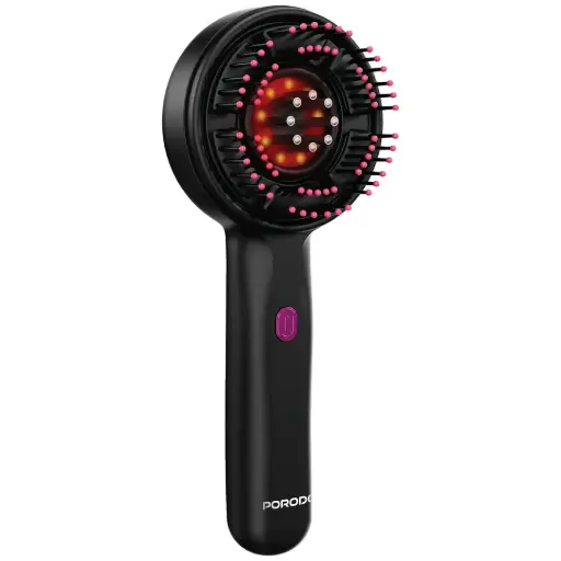 Red Light Therapy Scalp Massage Comb with Efficient Oil Application & 40 min Working Time / Customizable Massage Modes / 3ml Liquid Tank / 1400 mAh Rechargeable Battery - Black