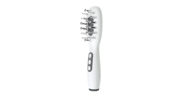 Light Therapy Scalp Massager Comb with 8ml Oil Container / EMS Scalp Activation / 3-Mode LED Therapy / Vibration Massage / Type-C Fast Charging / Lightweight & Portable - White